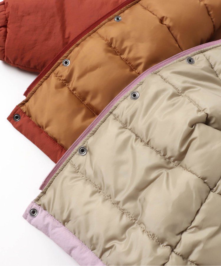 日本 BREEZE - 鋪棉保暖連帽外套-異色拼接-綠x藍