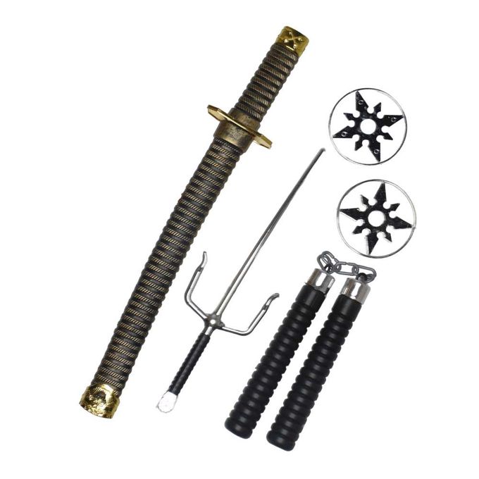 MODACore 摩達客 - 摩達客★萬聖派對變裝扮★忍者造型配件五件套 (忍者劍/匕首/飛鏢/金箍棒) ★Cosplay