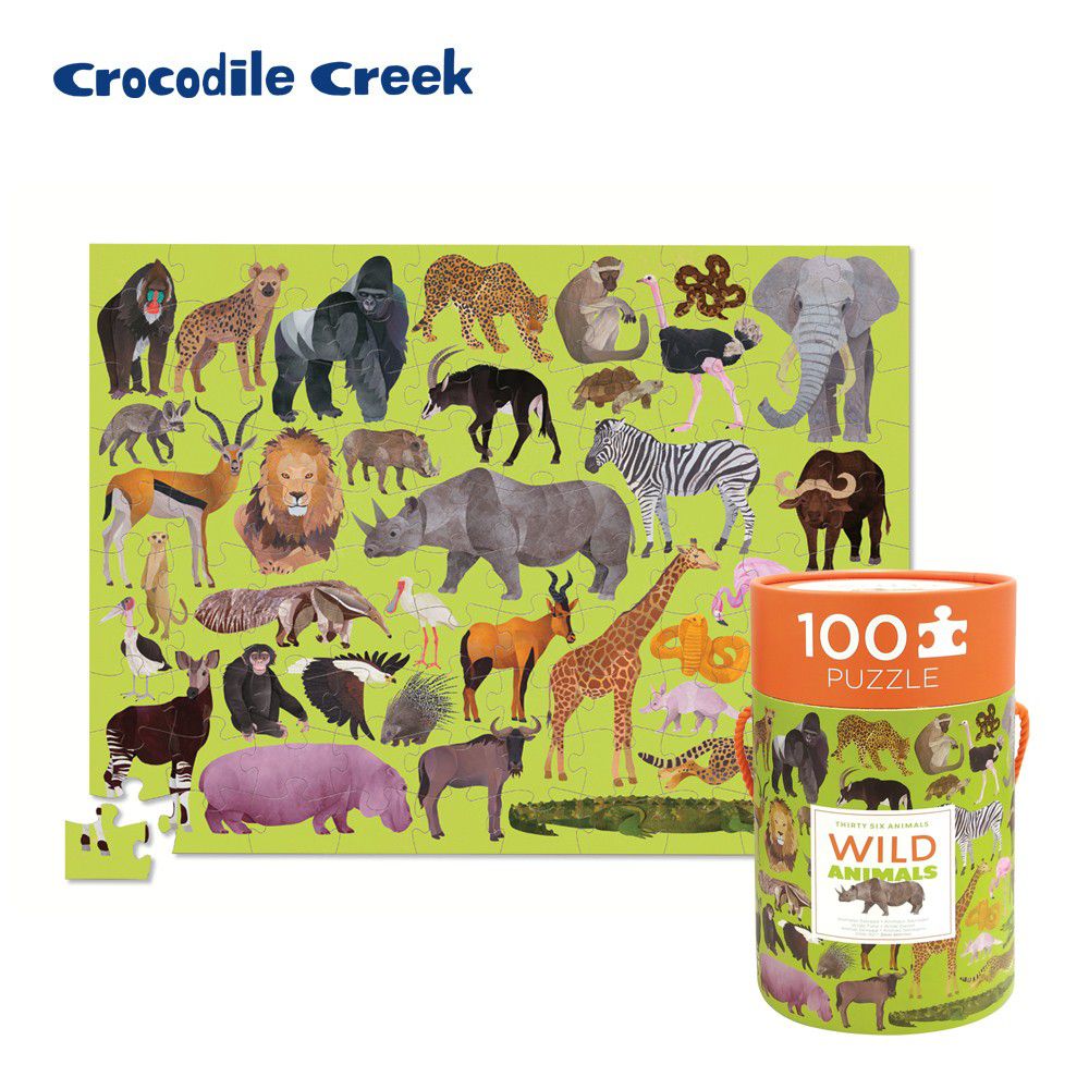 Crocodile Creek - 生物主題學習桶裝拼圖-野生動物 (100片)-5歲以上