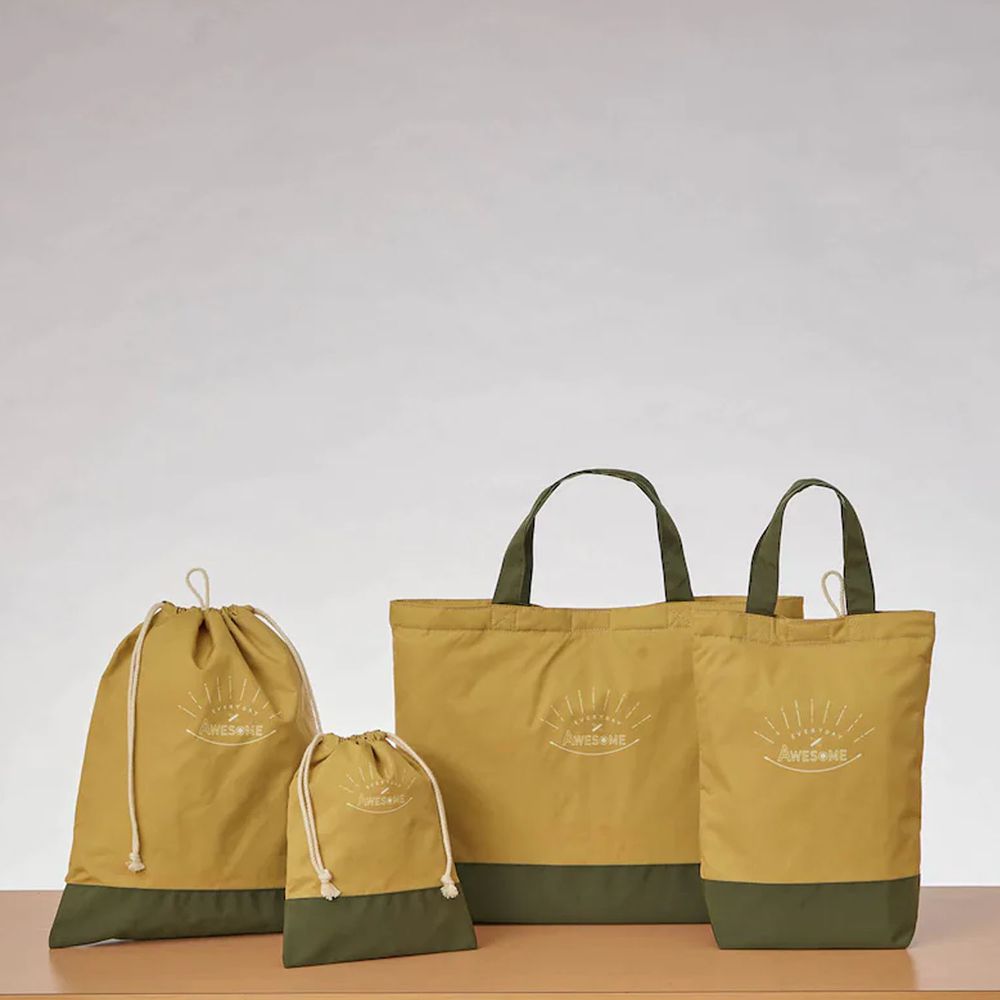 日本千趣會 - 多功能上學提袋4件組-芥末黃
