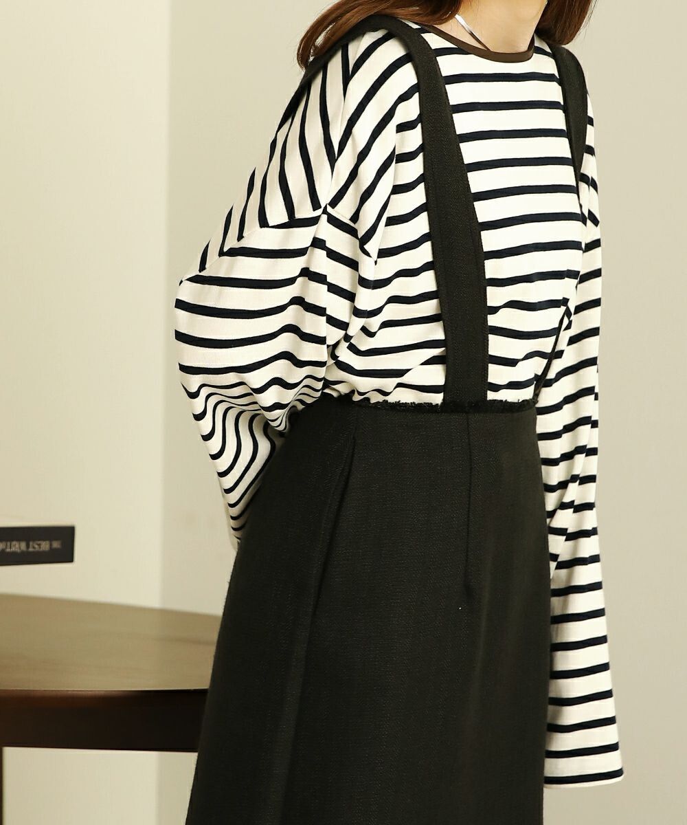 日本 Bab - 2WAY簡約收腰吊帶裙-知性黑