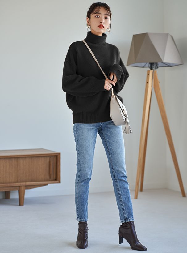 日本 GRL - 高領舒適保暖針織毛衣-芥黃 (F)