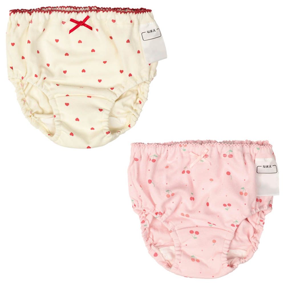 內褲2件組-櫻桃 愛心-粉紅色