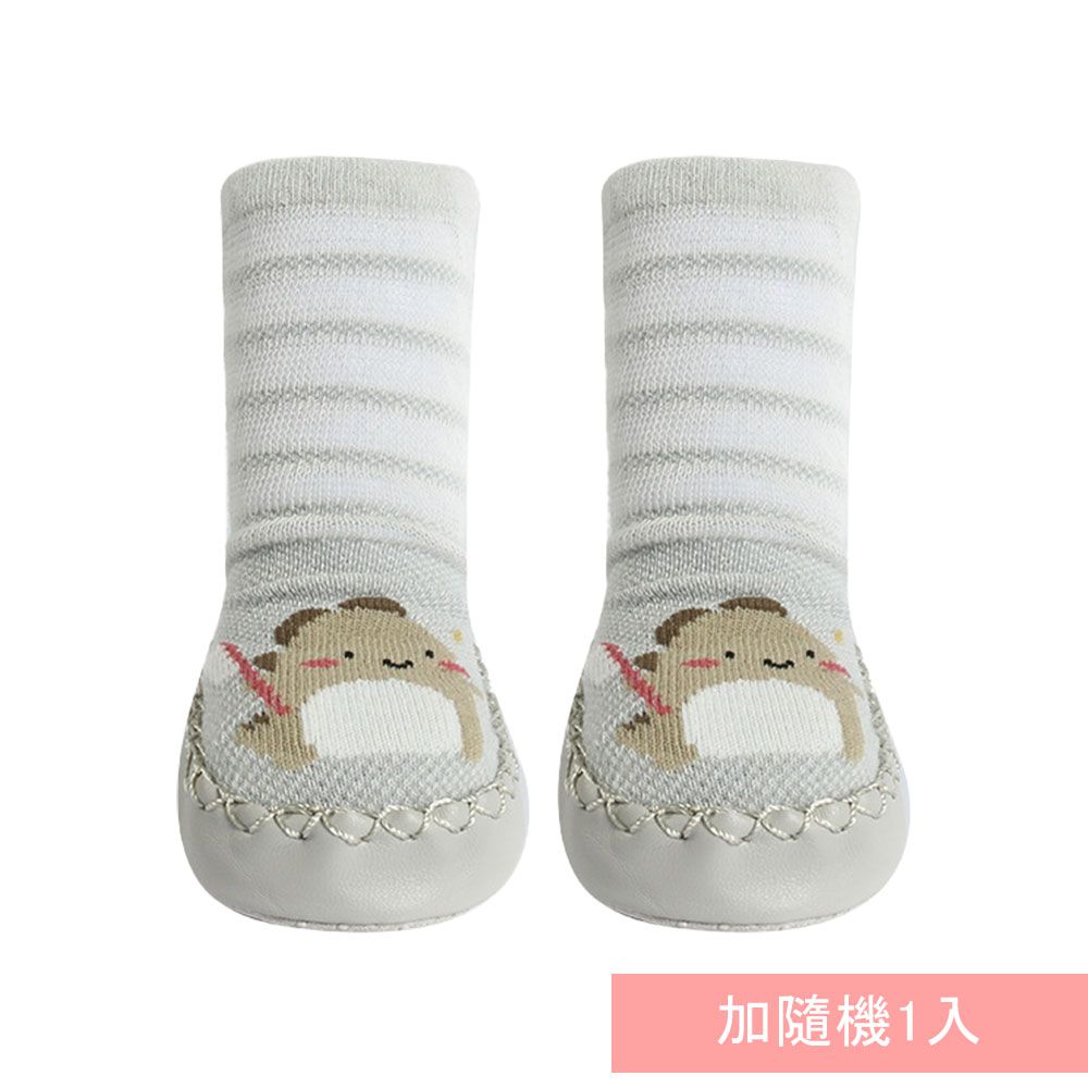 JoyNa - 寶寶學步鞋 襪鞋 室內鞋 嬰兒襪(底部有止滑膠)-2雙入-灰色恐龍+隨機1雙