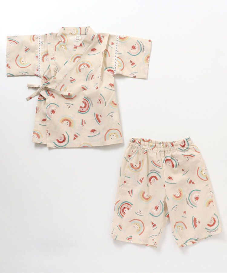 日本 apres les cours - 季節限量！清新可愛二件式甚平-彩虹西瓜-米白