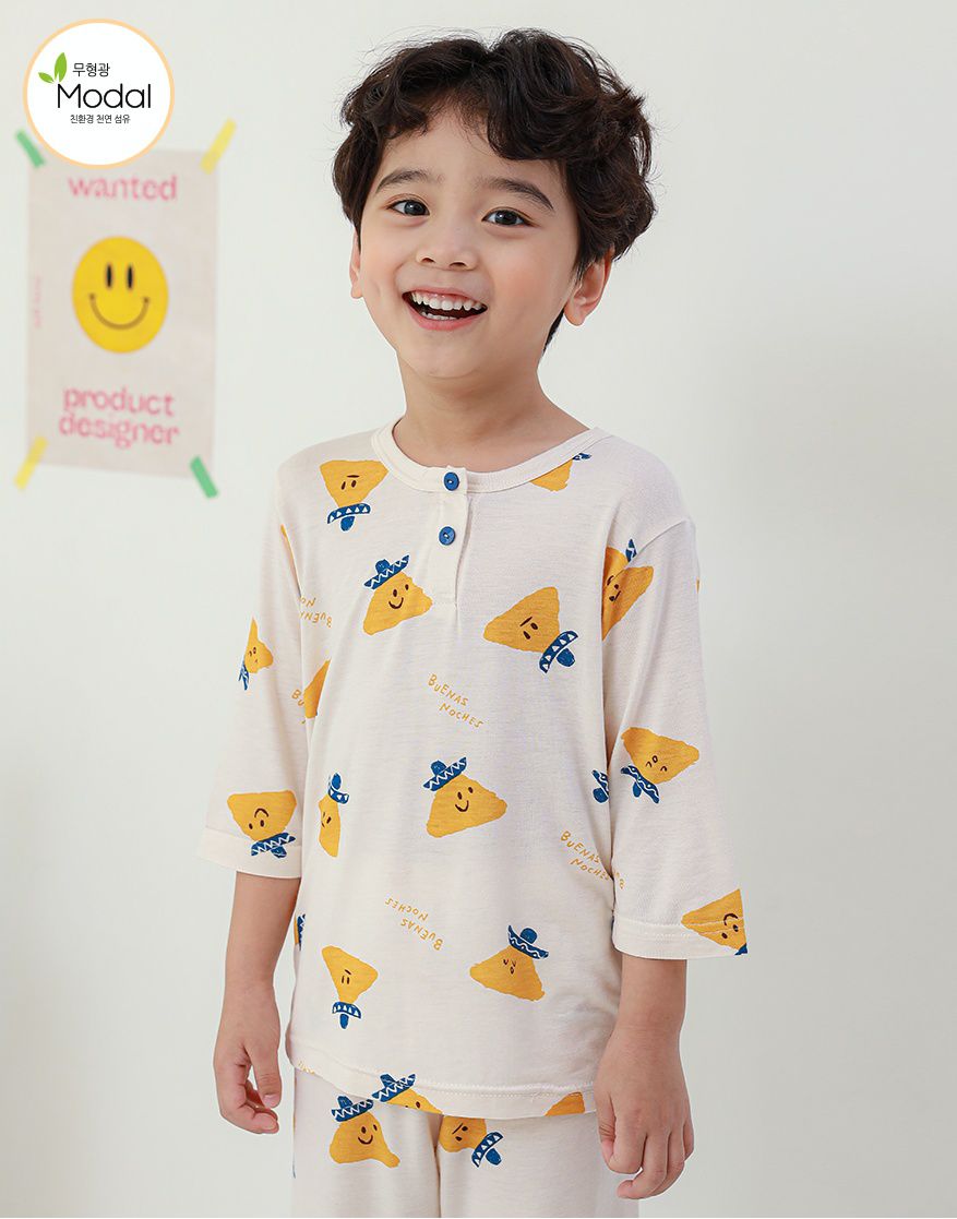 韓國 Ppippilong - 莫代爾7分袖家居服-起司洋芋片