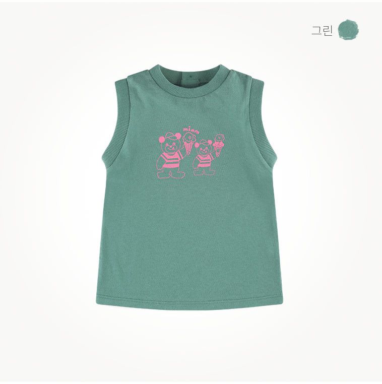 韓國 milk mile - 冰淇淋熊熊無袖套裝-綠