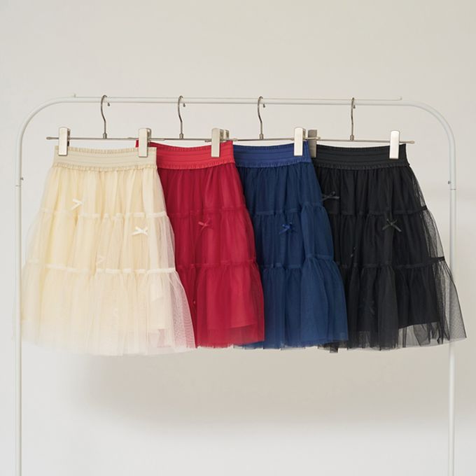 日本 Lycee mine - 甜蜜蝴蝶結裝飾蛋糕紗裙-紅