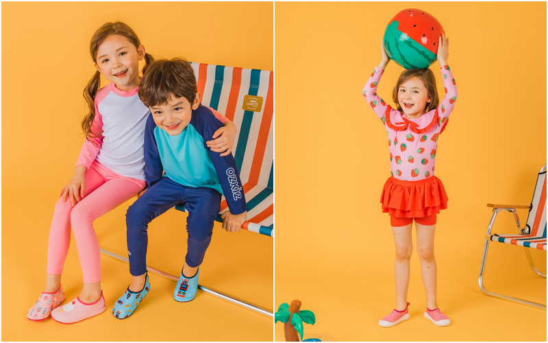 韓國 OZKIZ - 抗UV防曬兒童泳裝-三件組-甜心冰淇淋