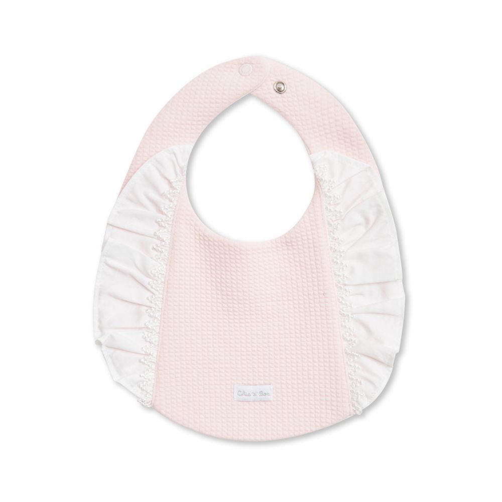 粉嫩公主造型圍兜(嬰兒圍兜 寶寶圍兜 口水巾 口水圍兜)-淺粉色