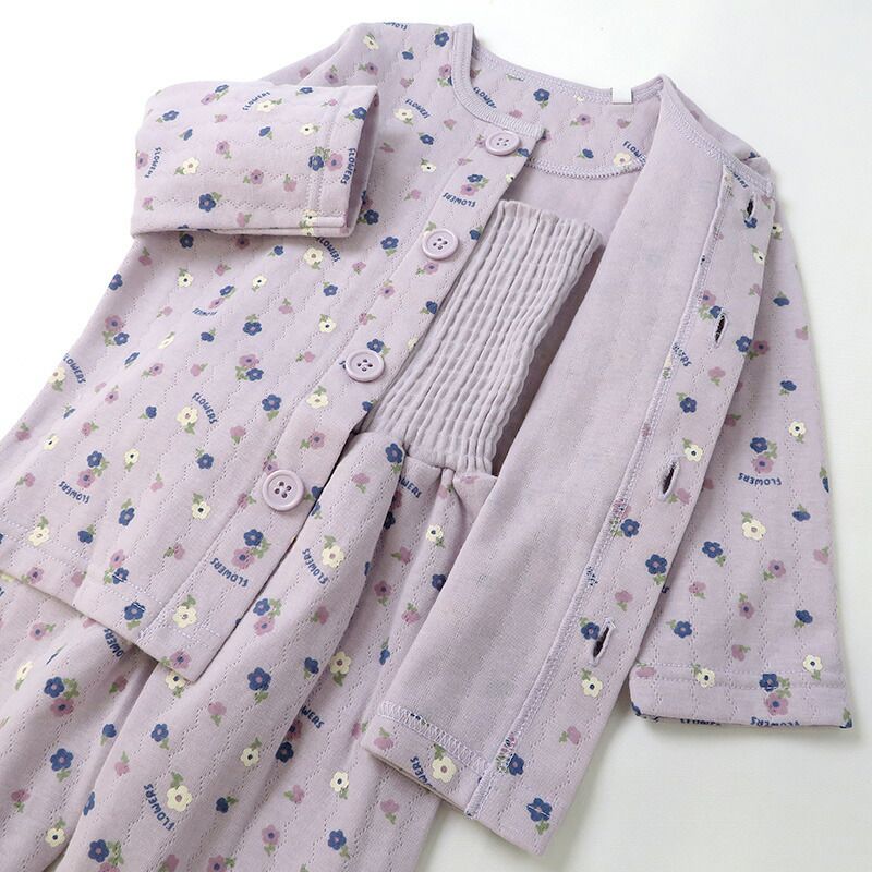 日本 ZOOLAND - 印花腹卷長袖家居服/睡衣-小熊-米杏