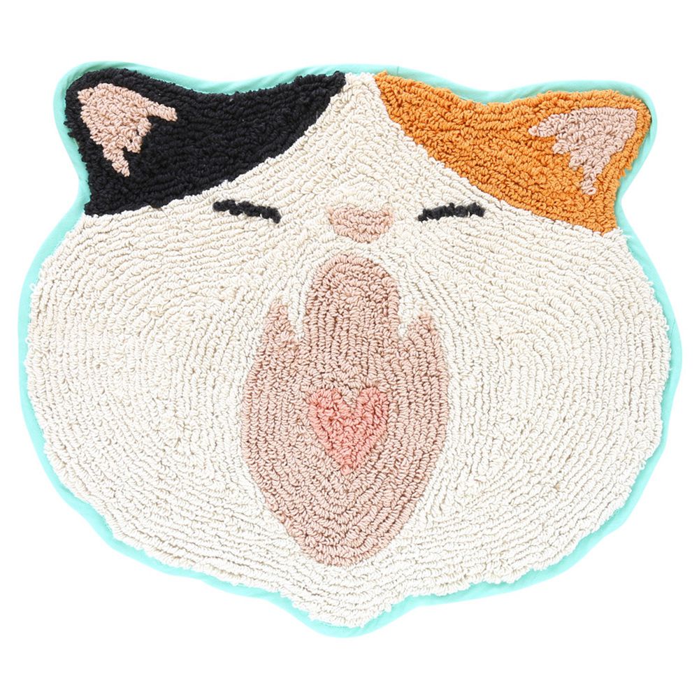 日本 TOMO - 可愛動物打哈欠腳踏墊-米克貓 (約43×51cm)