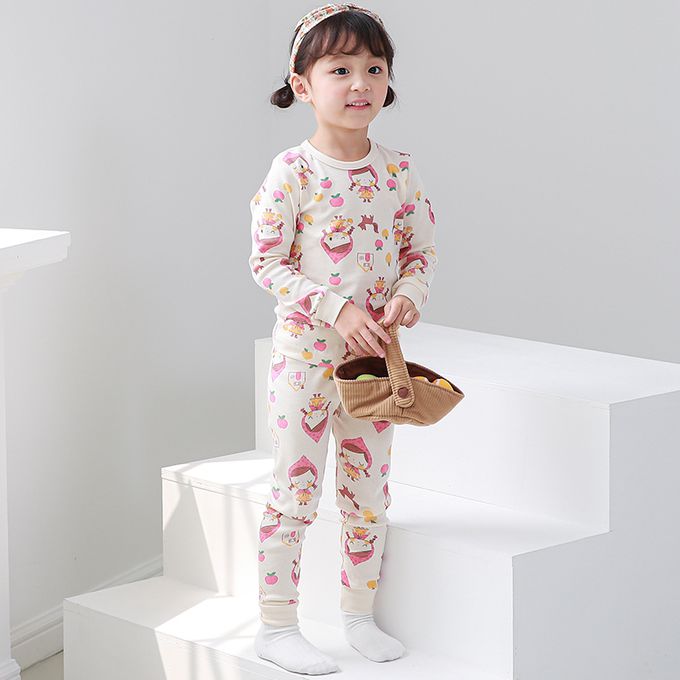 正韓 Cogibu - 極舒適無螢光劑 100% 有機棉幼兒/兒童睡衣/家居服套裝組-小紅帽