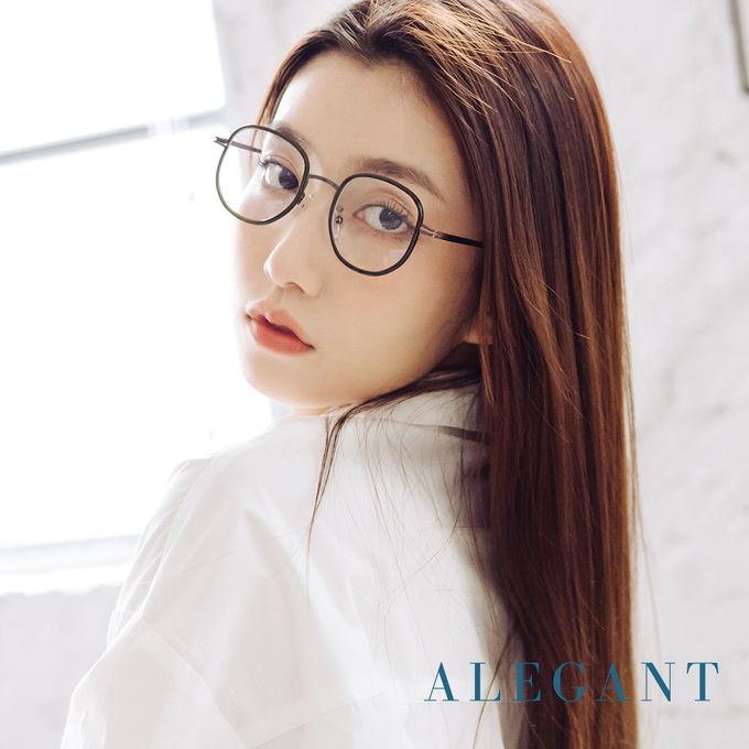 ALEGANT - 義式質感歐碧綠溫莎圈縷空造型圓框UV400濾藍光眼鏡