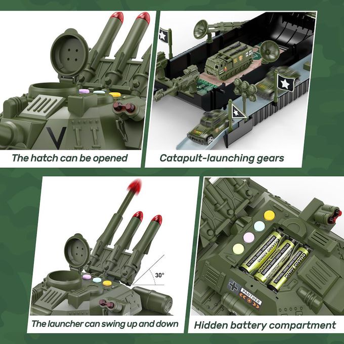 CuteStone - 軍用小汽車與聲光坦克車雙重模式套裝組合玩具