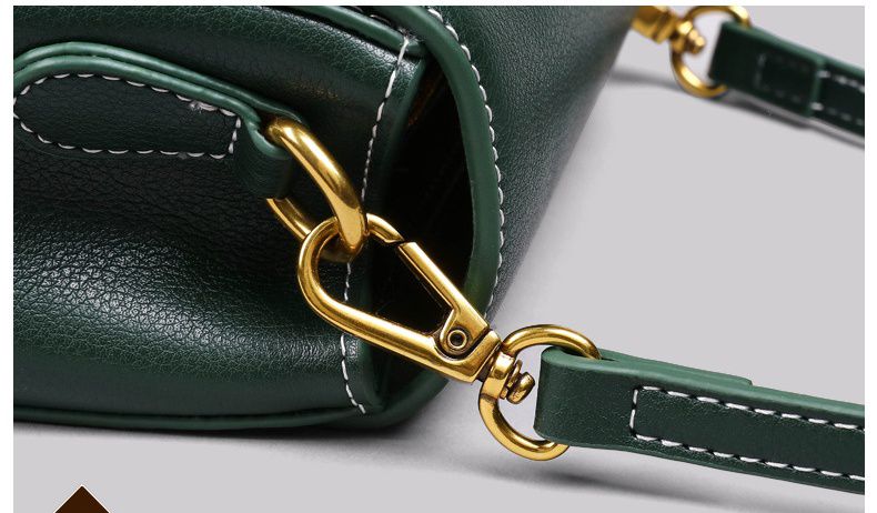 真皮時尚簡約小方包/斜背包-墨綠色 (17.5x12x7.5cm)