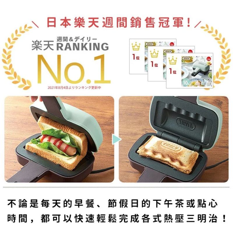 日本Toffy - 單片熱壓三明治機 K-HS3-綠