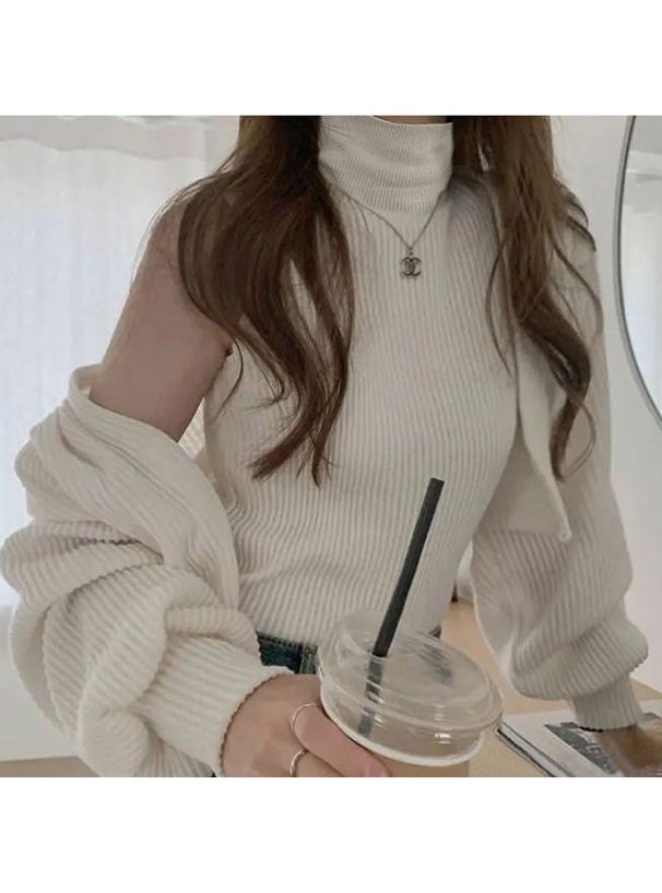 日本 GRL - 顯瘦高領針織背心/無袖上衣-春櫻粉