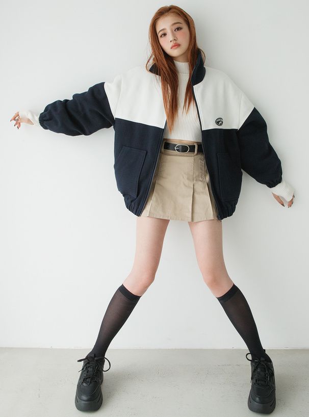 日本 GRL - 高領露指酷甜短針織上衣-黑