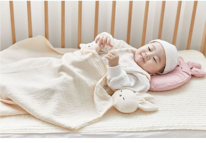 韓國 Hello HiZoo - 多功能純棉三層紗安撫毯/浴巾/紗布巾/咬咬巾/口水巾/安撫巾(兔兔)
