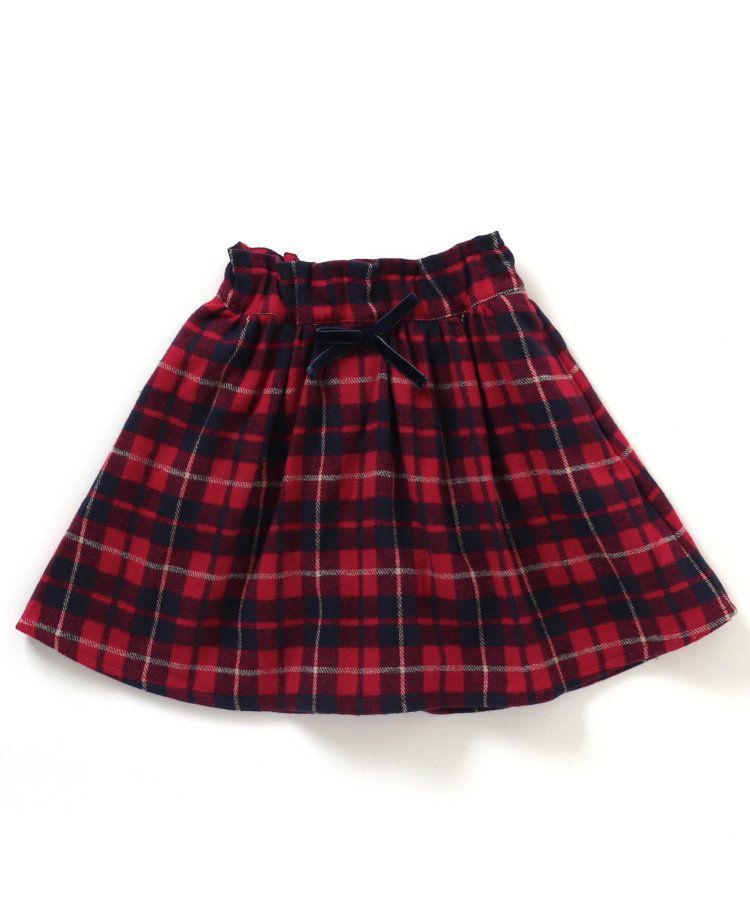 日本 apres les cours - 燈芯絨甜美冬季褲裙-紅格紋