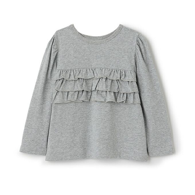 日本 Lycee mine - 100%棉 前後兩穿荷葉邊長袖上衣-白