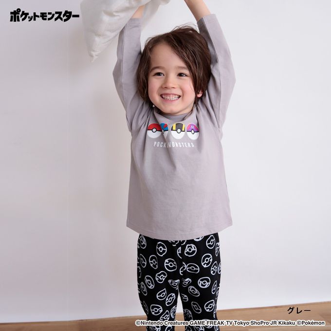日本 BRANSHES - 超萌寶可夢純棉長袖家居服-灰黑