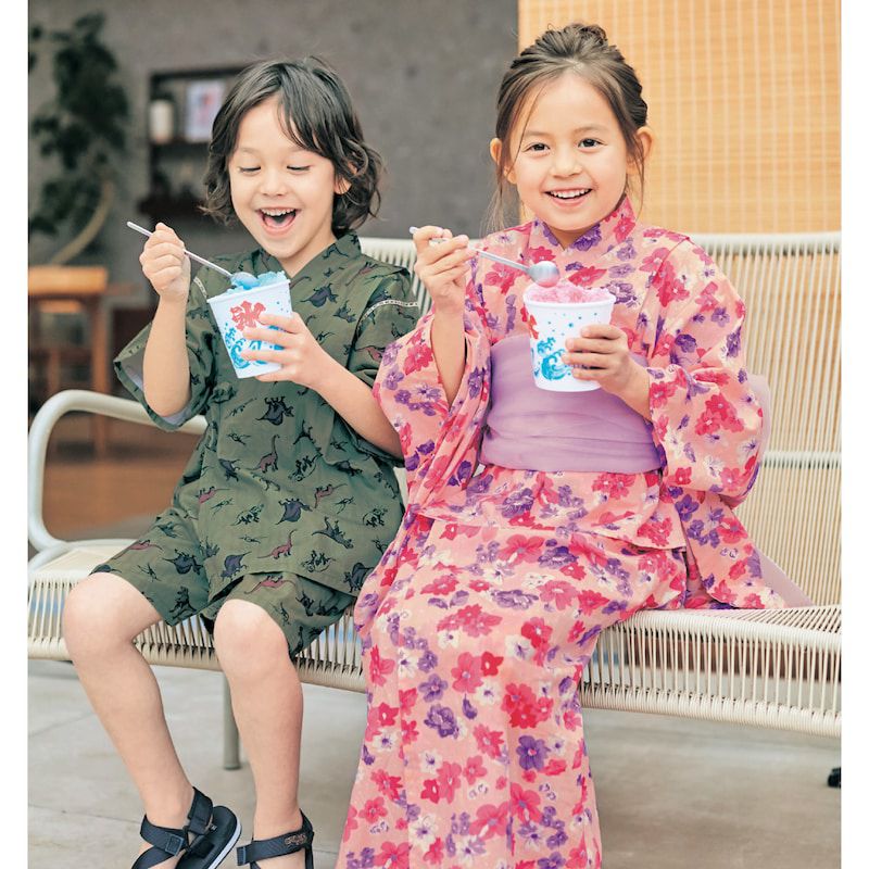 日本千趣會 - GITA 可當短褲2 WAY穿法的夏日甚平-鯊魚-水藍