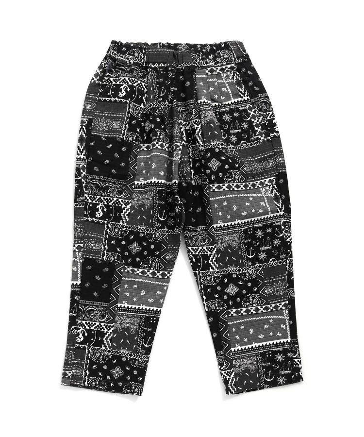 日本 BREEZE - 挺版廓形印花主廚褲-變形蟲-黑