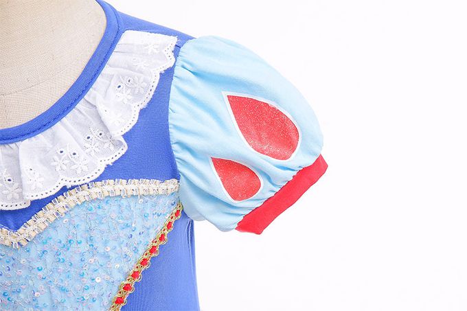 短袖造型公主裙/芭蕾舞裙-卡通人物-白雪公主-藍+奶油黃