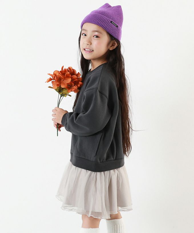 日本 devirock - 甜美裏毛雪紡拼接長袖洋裝-粉卡其