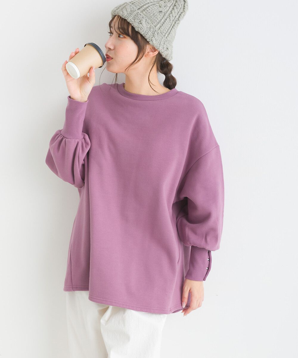 日本女裝代購 - 裏起毛典雅束口袖長袖上衣-象牙