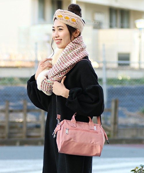 日本 Anello - 絲紋兩用托特包-mini-PU紫色