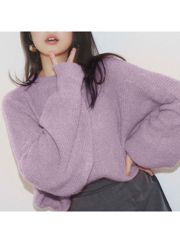 日本 GRL - 聯名款 圓領短版寬鬆針織上衣-暖橘 (F)