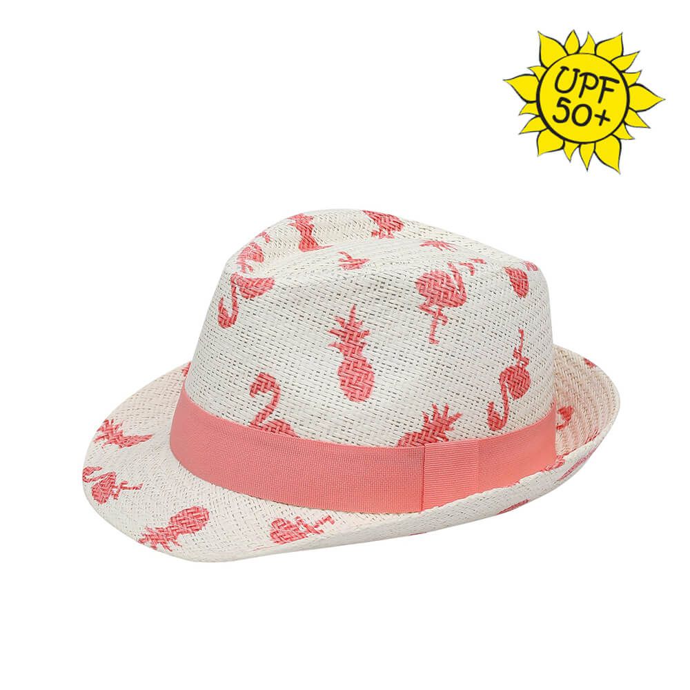 加拿大 flapjackkids - 防曬透氣紳士帽-紅鸛/鳳梨