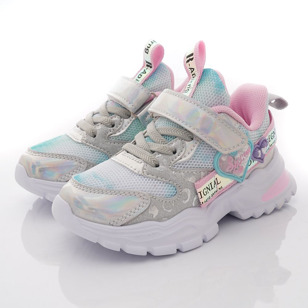 甜心電燈老爹鞋(中大童段)-運動鞋-銀