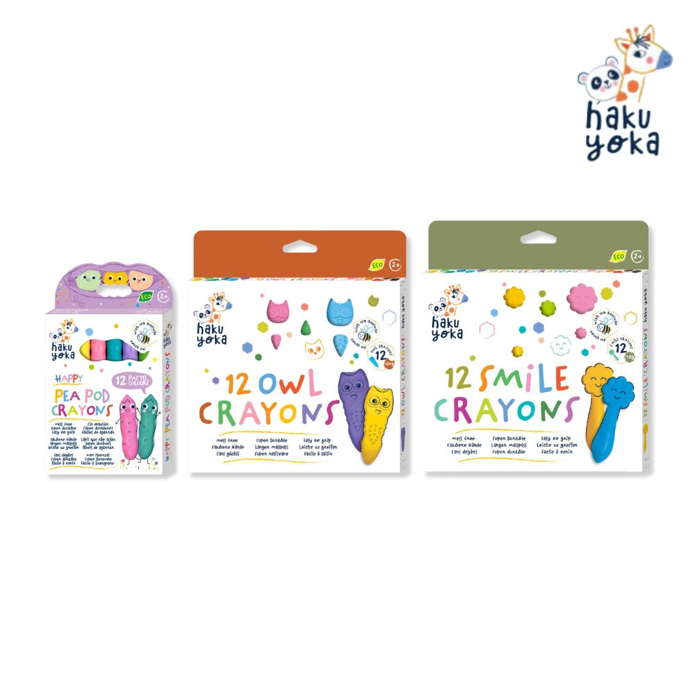 好友分享彩繪蠟筆組(三款)-貓頭鷹蠟筆12色/豌豆蠟筆12色/微笑蠟筆12色