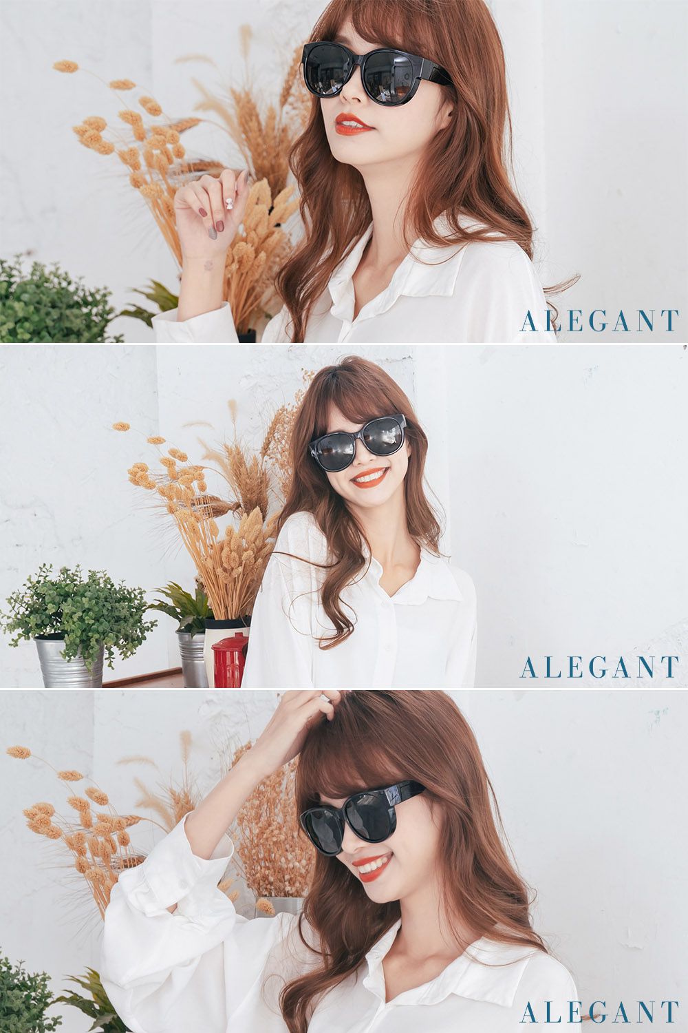 ALEGANT - 時尚豆沙紫圓框全罩式偏光墨鏡│外掛式UV400太陽眼鏡包覆套鏡│車用太陽眼鏡│近視可戴外掛寶麗來墨鏡