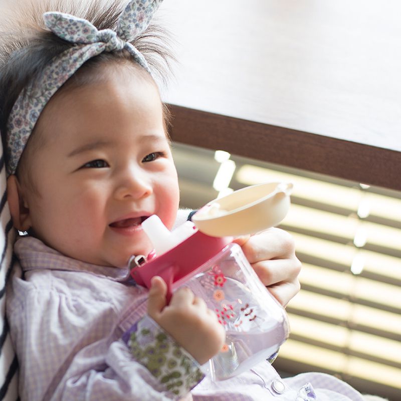 日本 Richell 利其爾 - 鴨嘴吸管上蓋組-TLI系列水杯一代、二代皆適用-米白-8個月適用