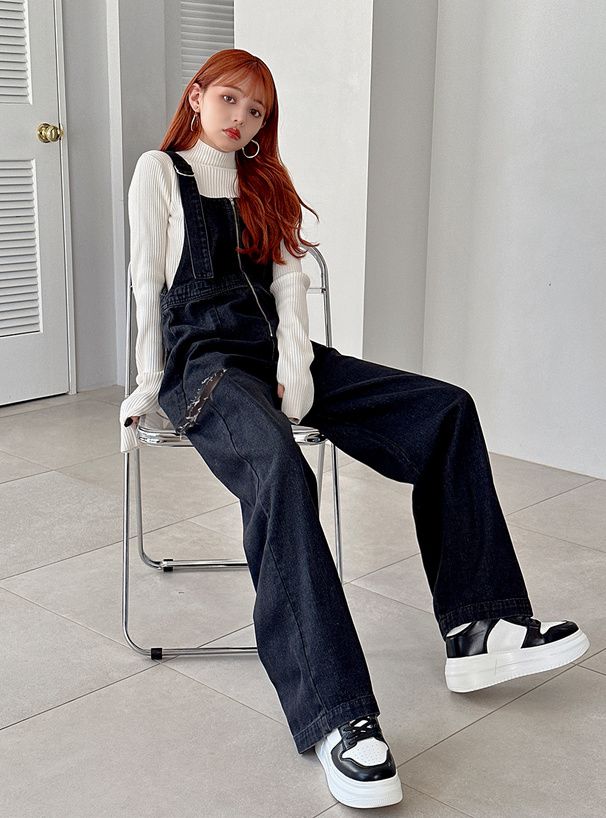 日本 GRL - 高領露指酷甜短針織上衣-黑