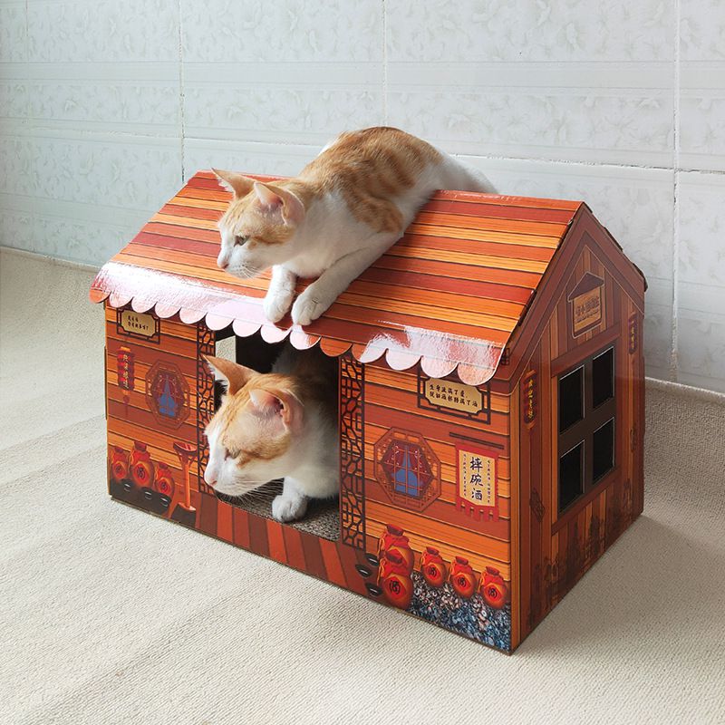 瓦愣紙製造型貓抓屋-日式居酒屋 (35.5x30x55cm)