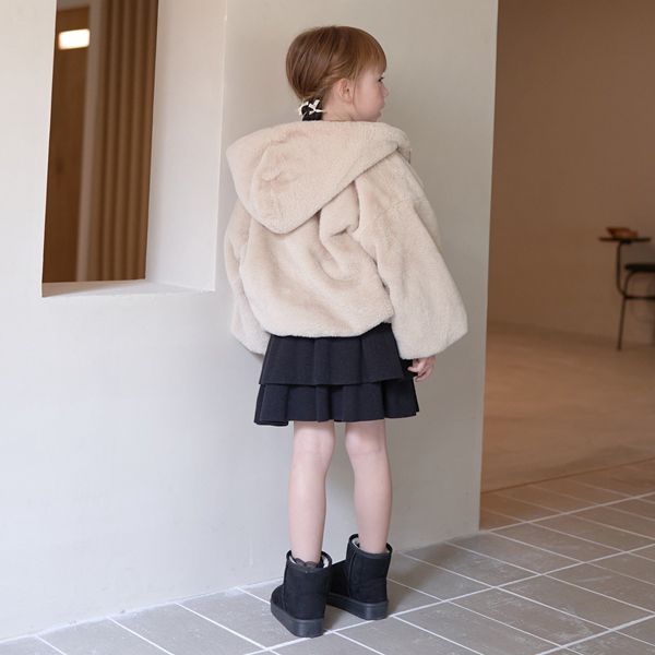 日本 Lycee mine - 蛋糕層次摺邊針織短裙-深卡其