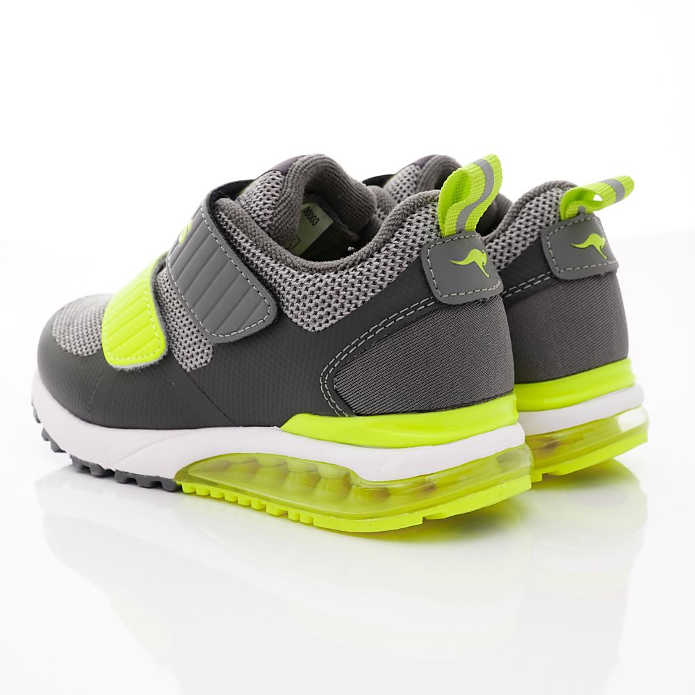 KangaROOS - 氣墊彈力避震運動鞋款(中大童段)-灰/螢光綠