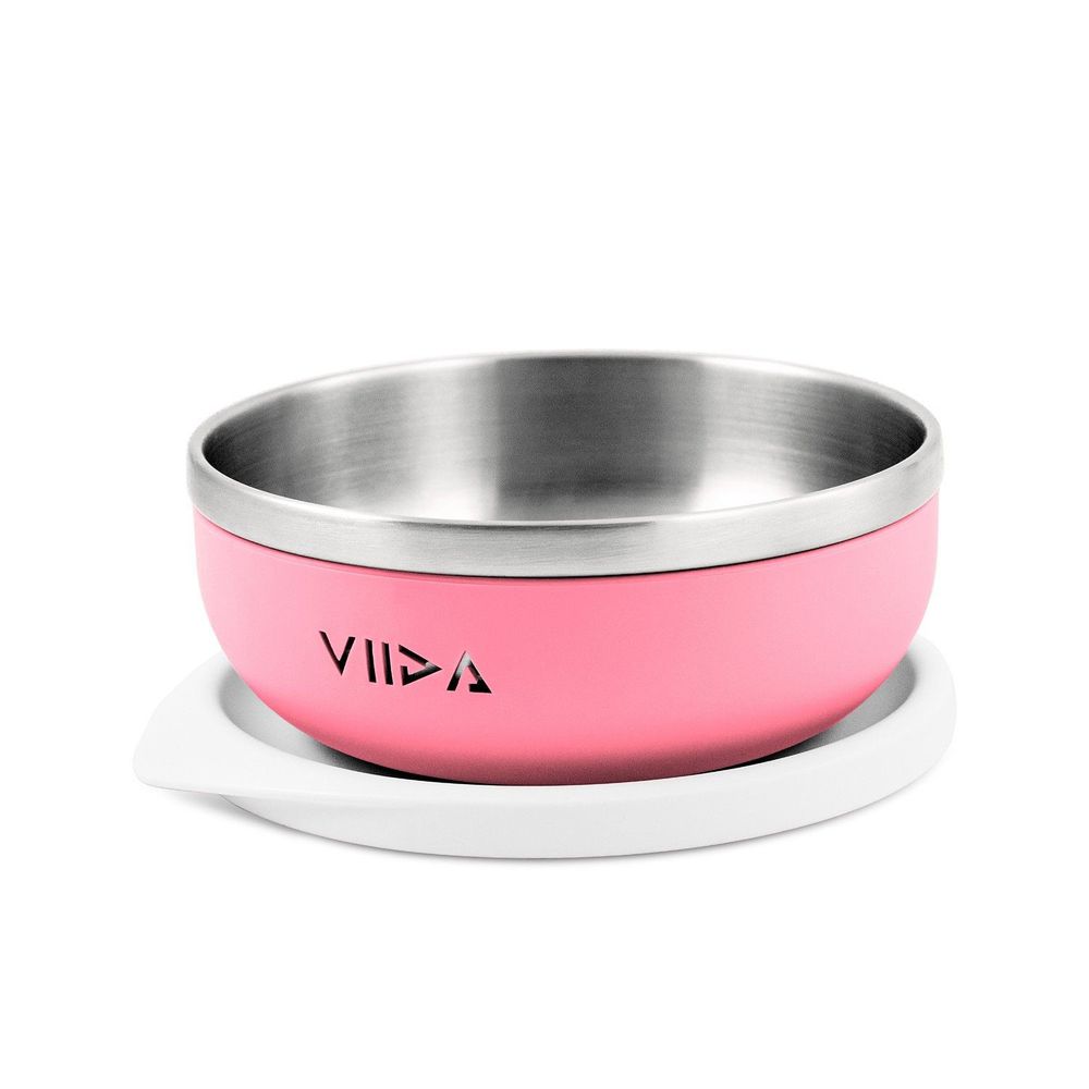 VIIDA - Soufflé抗菌不鏽鋼兒童餐碗-粉-專案