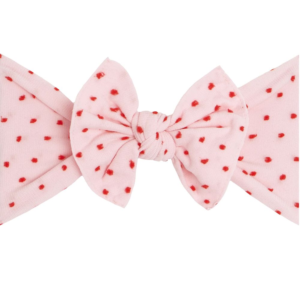 美國baby bling - 純手工極優雅細緻輕柔微彈性/毫無束縛感蝴蝶結髮帶/髮飾_圓點點款-淡粉紅點點