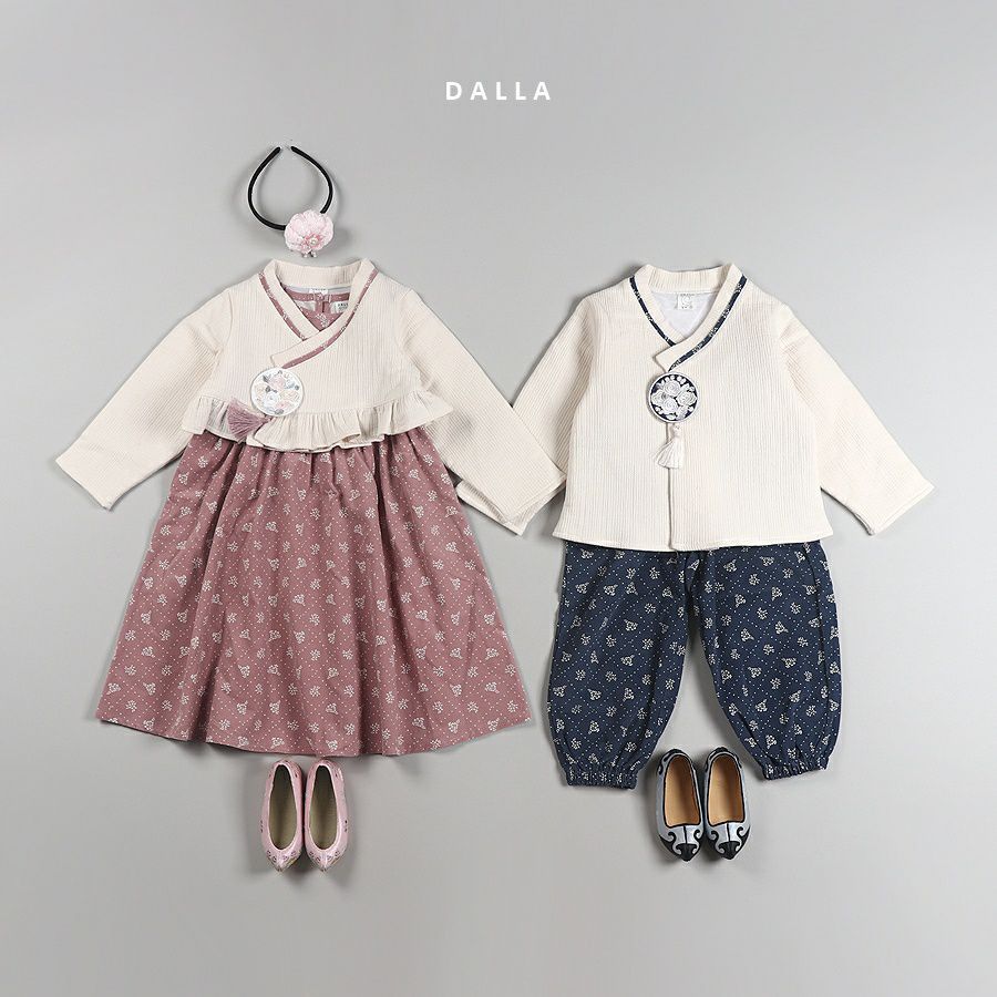 韓國 Dalla - (正韓製)復古風生活韓服-藕粉