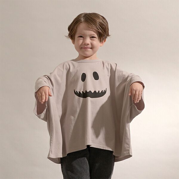 日本 b-ROOM - [官網已斷貨]萬聖節造型寬版上衣-幽靈-灰棕-直播專屬