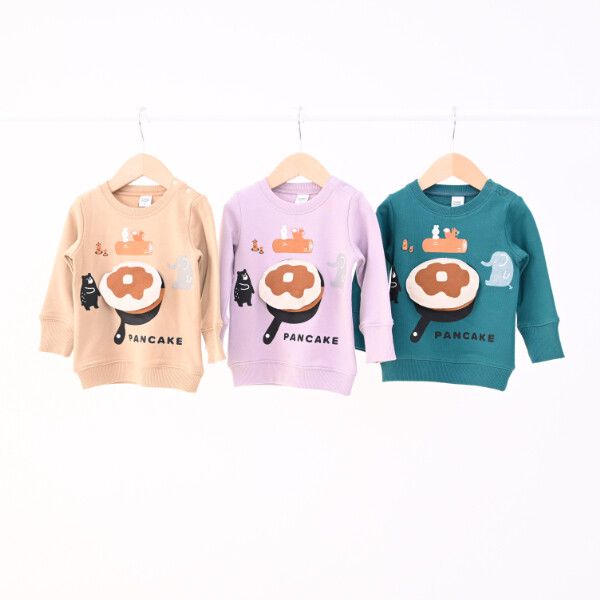 日本 Baby Room - 裏毛立體翻翻樂長袖上衣-森林露營-濃綠