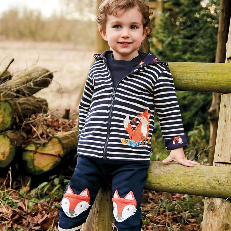 英國 JoJo Maman BeBe - 保暖100%純棉長褲-可愛狐狸