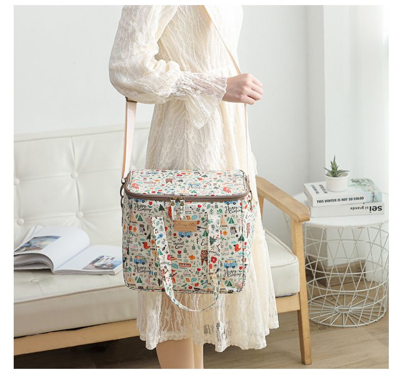 可肩背2way超輕量保溫防水野餐袋-日記插畫 (26*24*18cm)